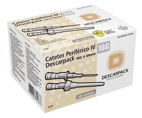 Cateter Intravenoso 16 G Descarpack- Caixa Com 100 Unidades Descarpack