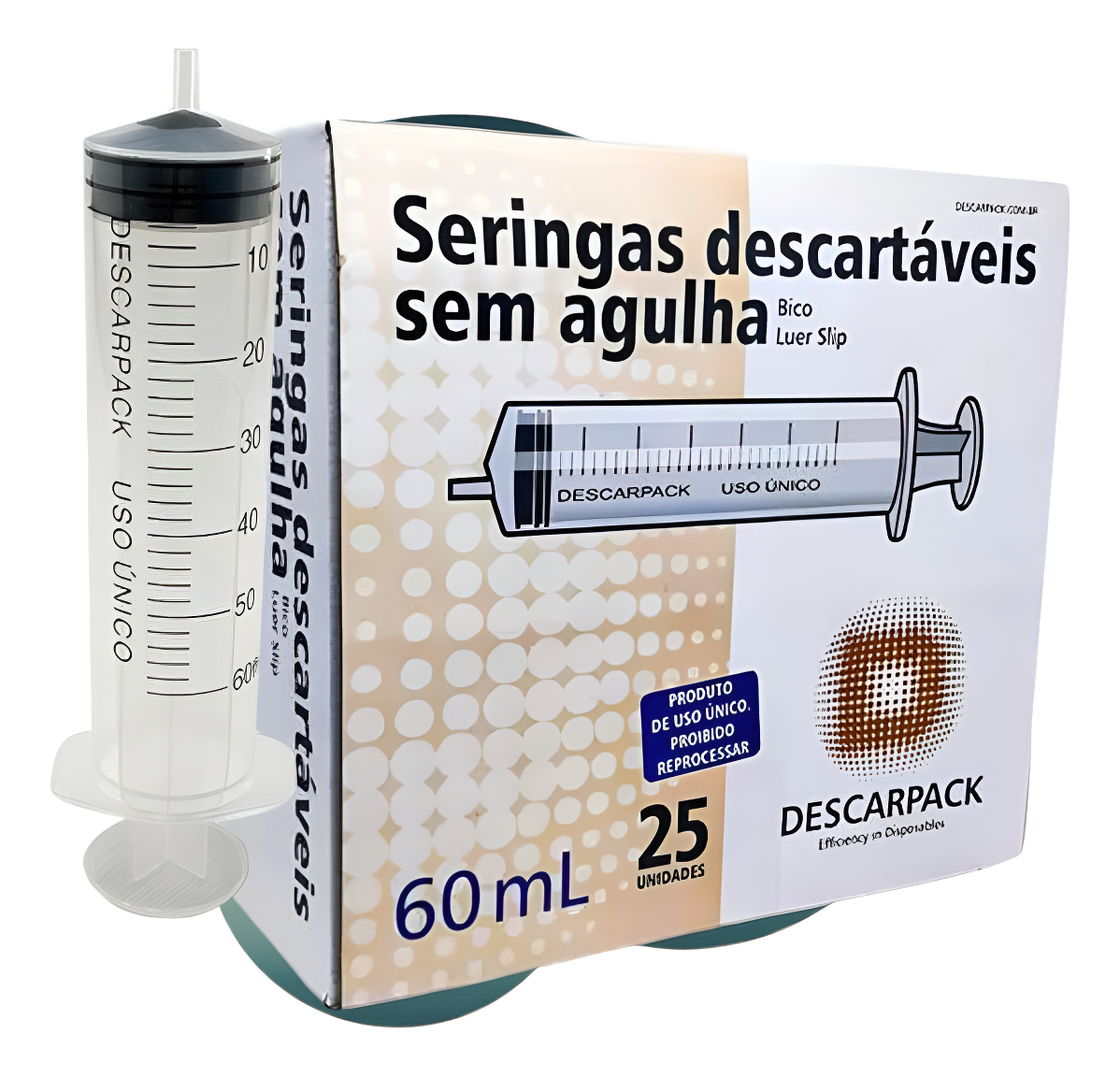 Seringa 60ml Bico Luer Lock Rosca - Caixa C/ 25 Unidades Descarpack - Imagem 2