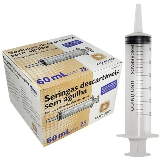 Seringa 60ml Bico Luer Lock Rosca - Caixa C/ 25 Unidades Descarpack - Imagem 3