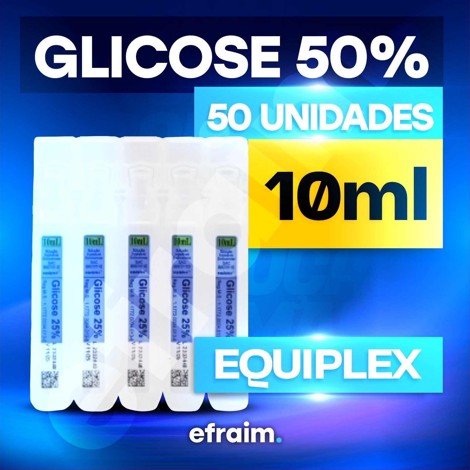 Glicose 50% - Ampola 10ml - Marca Equiplex